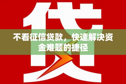南海不看征信贷款，快速解决资金难题的捷径