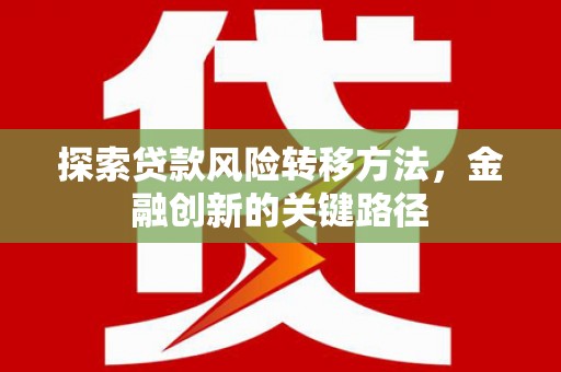 南海探索贷款风险转移方法，金融创新的关键路径
