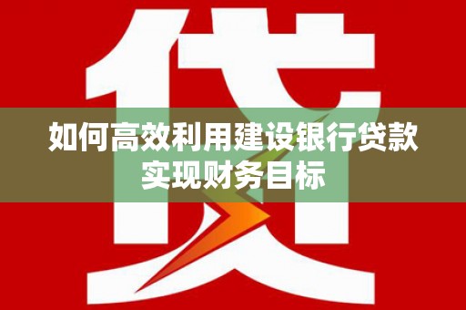 南海如何高效利用建设银行贷款实现财务目标