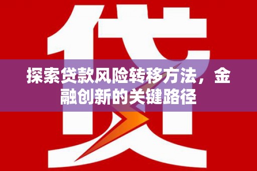 南海探索贷款风险转移方法，金融创新的关键路径