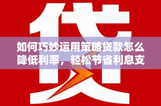 南海如何巧妙运用策略贷款怎么降低利率，轻松节省利息支出