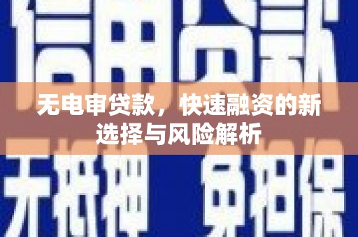 南海无电审贷款，快速融资的新选择与风险解析