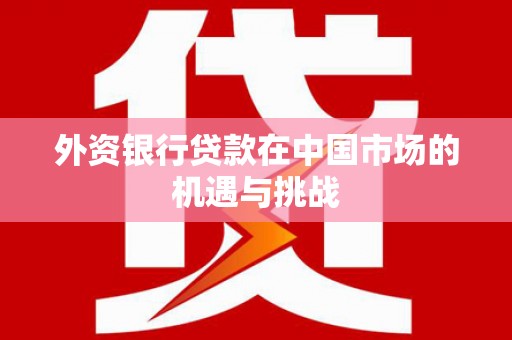 南海外资银行贷款在中国市场的机遇与挑战