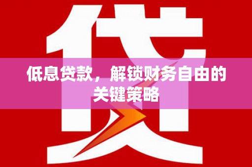 南海低息贷款，解锁财务自由的关键策略