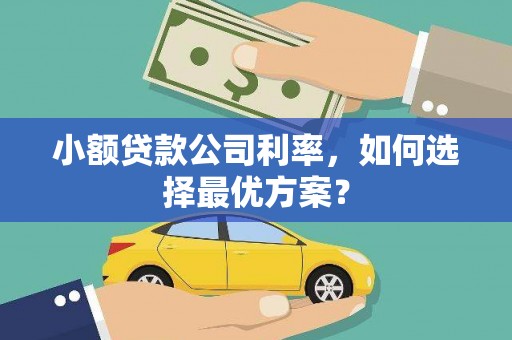 南海小额贷款公司利率，如何选择最优方案？