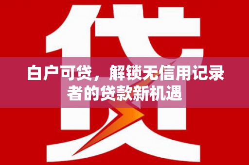 南海白户可贷，解锁无信用记录者的贷款新机遇