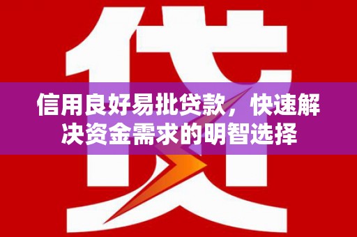 南海信用良好易批贷款，快速解决资金需求的明智选择