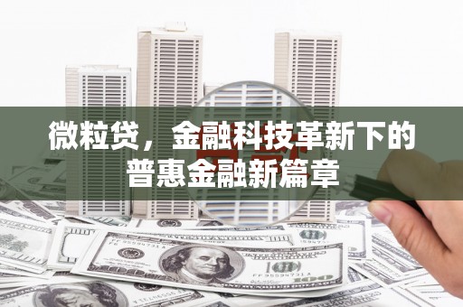 南海微粒贷，金融科技革新下的普惠金融新篇章