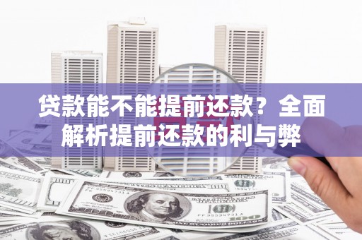 南海贷款能不能提前还款？全面解析提前还款的利与弊