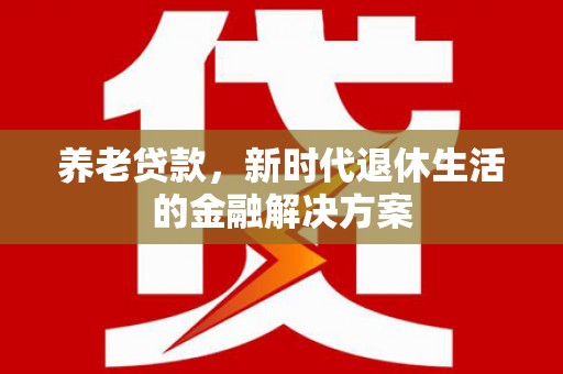 南海养老贷款，新时代退休生活的金融解决方案