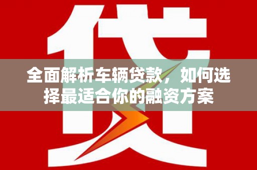 南海全面解析车辆贷款，如何选择最适合你的融资方案