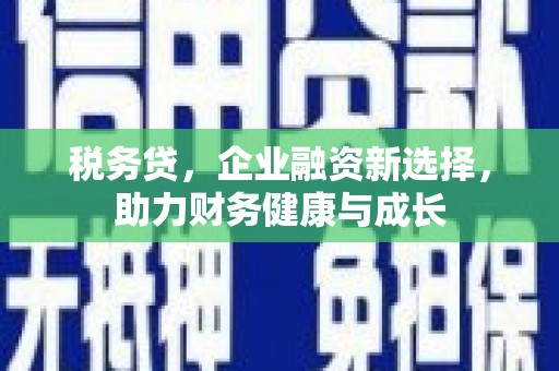 南海税务贷，企业融资新选择，助力财务健康与成长